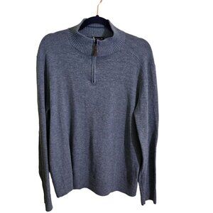 Smartwool 1/2 Zip Base Layer Sweater Blue Heather Wool Blend Size L